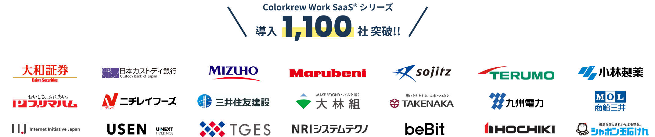 Colorkrew WorkSaaS®シリーズ導入1,100社突破!!